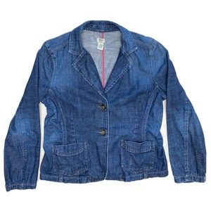 Vintage Bass Stretch Trucker Denim Blue Jean Jacket Medium